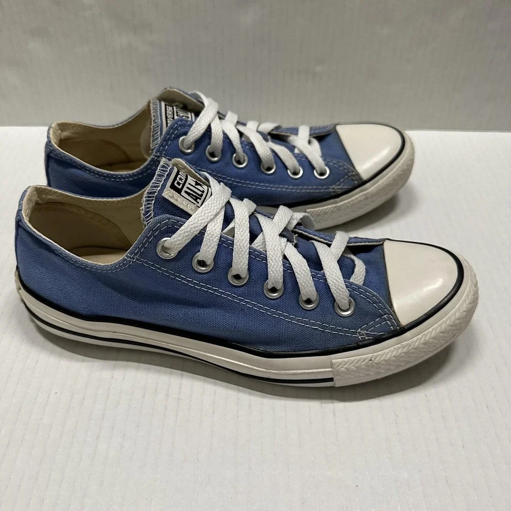 Converse Chuck Taylor All Star Low Shoes Mens 7 Blue Canvas Classic Sneakers - Picture 2 of 8